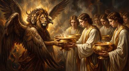 The Living Creature Gives the Golden Bowls